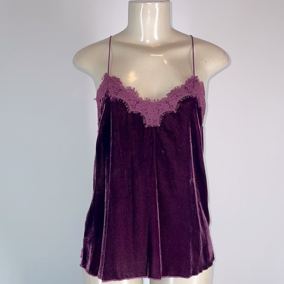 Johnny Was Tops - Johnny Was Jade Mark Velvet Cami Tank Top Merlot Burgundy Small